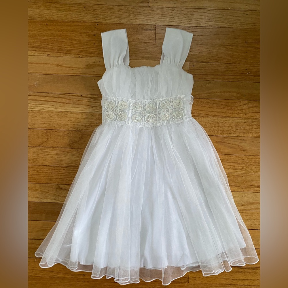 Sequin Hearts Girls White Formal Dress-Size 7